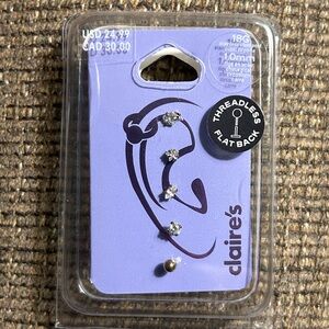 Threadless flat back Claire’s cartilage earrings - NEW